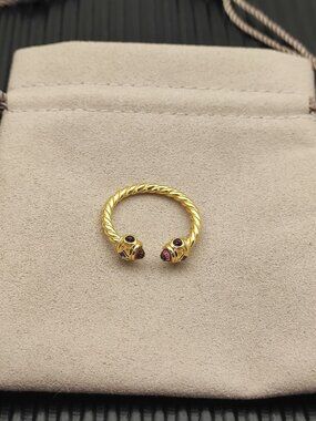 David Yurman Gold Ring with 2.3mm Purple Diamonds. Size: 6-7-8-9